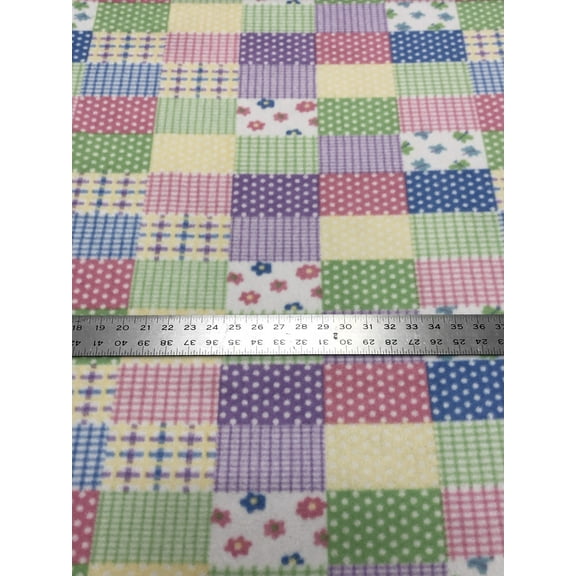 Anti Pill Assorted Fleece Fabric by The Yard (Colorful Squares)