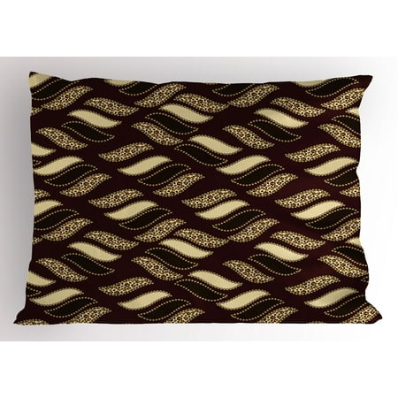 African Pillow Sham Ethnic African Style Cheetah Skin Texture Pattern Camouflage Design, Decorative Standard Size Printed Pillowcase, 26 X 20 Inches, Redwood Brown Pale Yellow, by Ambesonne
