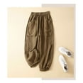 thumbnail image 6 of Womens Travel Pants Cotton And Linen Casual Harem Pants Versatile Large Pocket Wide Leg Nine Point Casual Trousers Soft & Comfortable 2Xl Pants For Women, 6 of 9