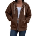 thumbnail image 2 of PFWOWB Zip Up Hoodies for Women Oversized Sweatshirt Jacket Long Sleeve Front Pocket, 2 of 4