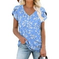 thumbnail image 4 of USSUMA Plus Womens Tops Dressy Casual Women's Tops Petal Short Sleeve Summer T Shirts Loose Fit V Neck Casual Basic Tee Shirts Floral Print Tank Tops, 4 of 7