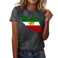 thumbnail image 2 of Camiseta de Manga Corta Impresa de Cuello Alto para las Mujeres, Tops de Cuello Redondo para las Mujeres Mezcla de Poliéster de Spandex de Uso Diario Casual, 2 of 5
