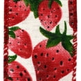 thumbnail image 3 of Homeford Fresh Spring Strawberries Faux Linen Wired Ribbon, 1-1/2-inch, 10-yard, Ivory, 3 of 3