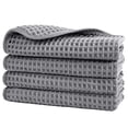 thumbnail image 1 of Polyte Microfiber Lint Free Washcloth Face Towel, 13 x 13 in, 4 Pack (Gray, Waffle Weave), 1 of 3