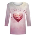 thumbnail image 4 of Womens Cute 3/4 Sleeve Tops Fashion 3D Rose Floral Graphic Tee Shirt for Valentine Basic Tee Blouse, 4 of 5