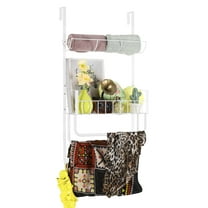 Towel Rack on Door, 3 Tier Towel Rack for Bathroom Door Hanging, Towel Bar Behind Bathroom Door, Door Blanket Rack for Clothes, Bath Towel, Hand Towel, Sponge, White