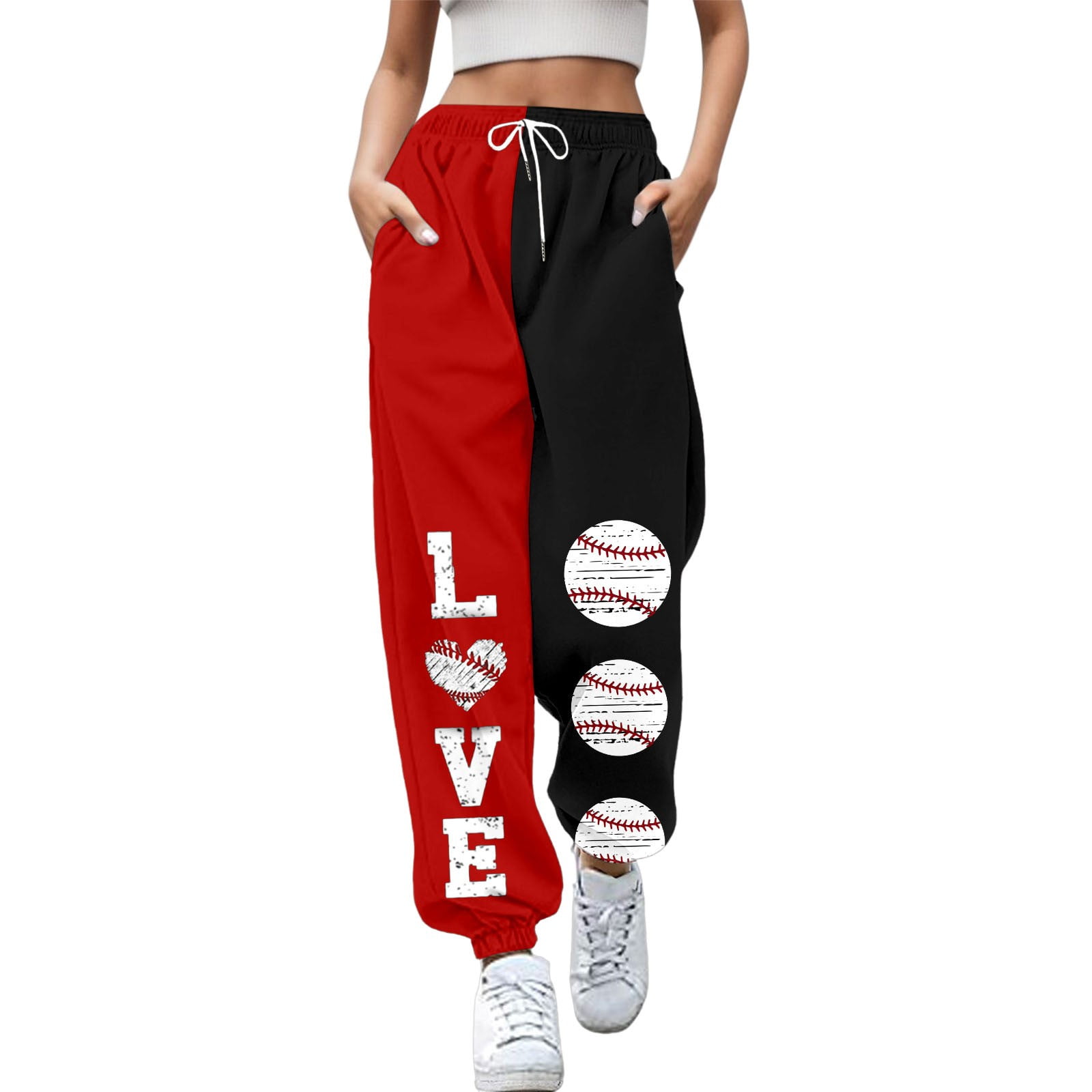 Ladies Pants Baseball Football Print Bottom Sweatpants with