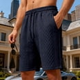thumbnail image 2 of GrmtClth Men's Textured Knit Shorts Soft Casual Elastic Drawstring Loungewear with Pockets Comfortable Daily Fashion Wear Shorts Navy 3XL, 2 of 4