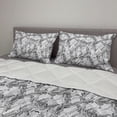 thumbnail image 2 of Grunge Comforter & Sham Bedding Set, Monochrome Line Art Style Leaves Natural Floral Pattern Sketchy Modern Design, 3 pcs Duvet Set Microfiber Filling Quilt, 5 Sizes, White Black Grey, by Ambesonne, 2 of 4