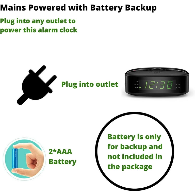 Philips Digital Alarm Clock Radio with FM Radio, Dual Alarm, Sleep