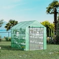 thumbnail image 2 of Walk-in Greenhouse with Mesh Door and Windows, 18 Shelf Hot House with Trellis, 2 of 5
