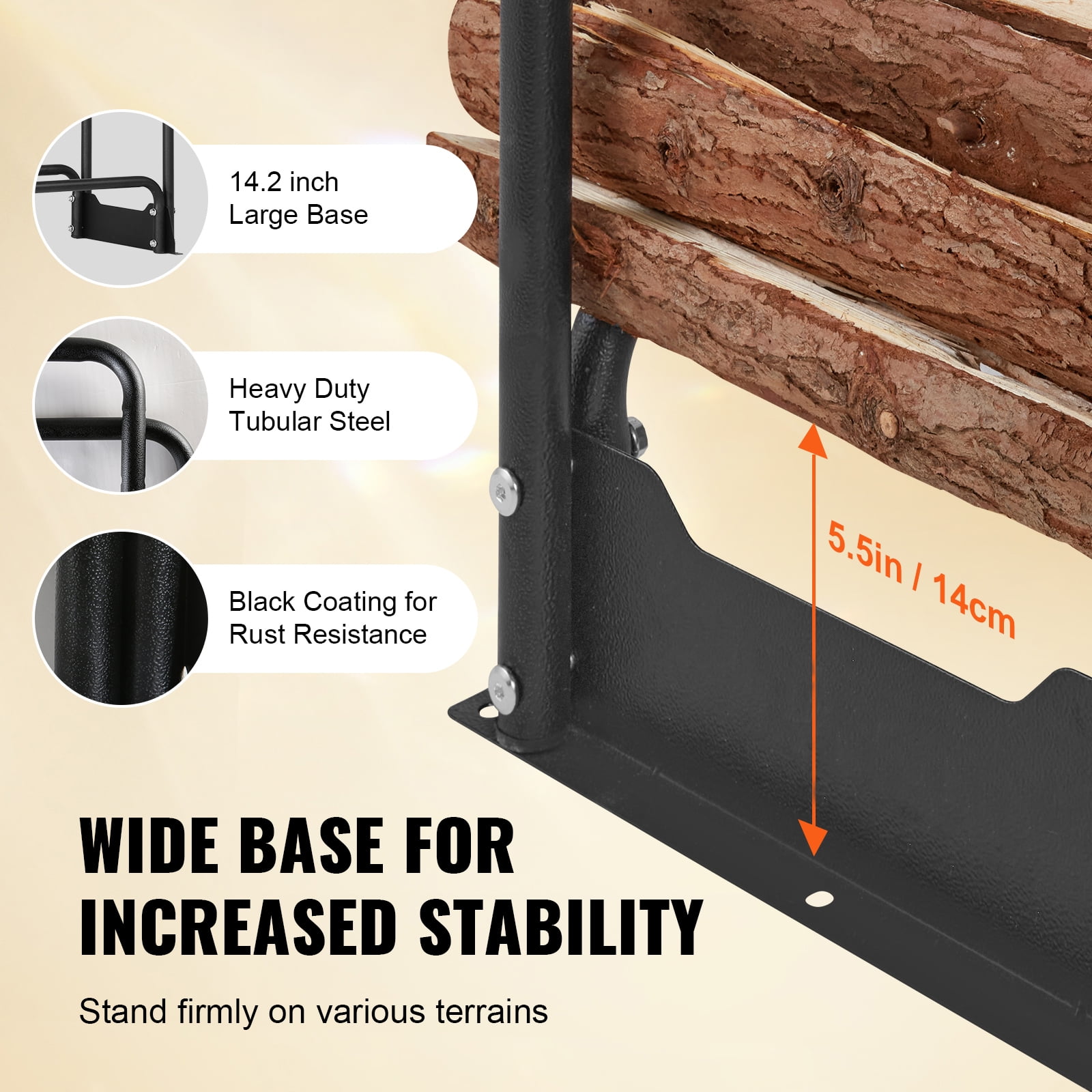 KFFKFF 12.7 ft Outdoor Firewood Rack with Cover Firewood Holder 152"x14.2"x46.1"