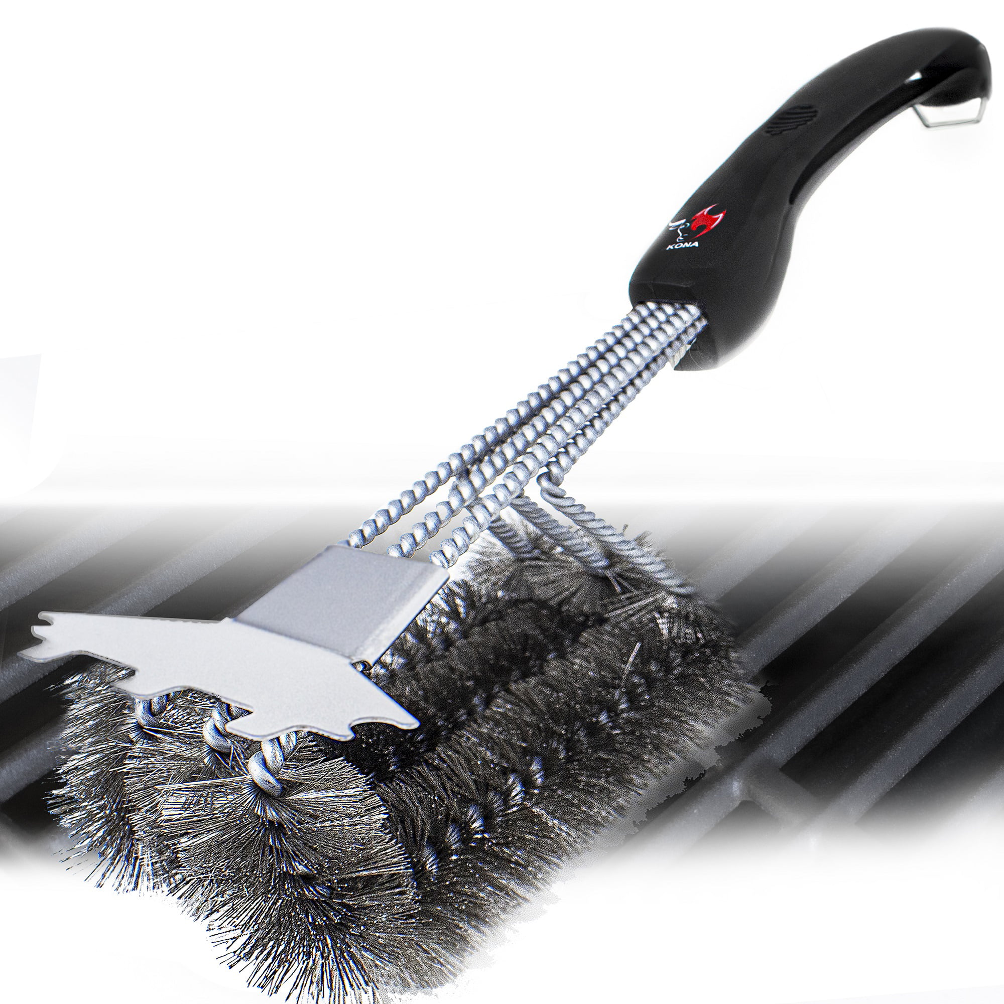 Safe/Clean Bristle-Free Grill Brush with Speed/Scrape Scraper - 18 Stainless Steel