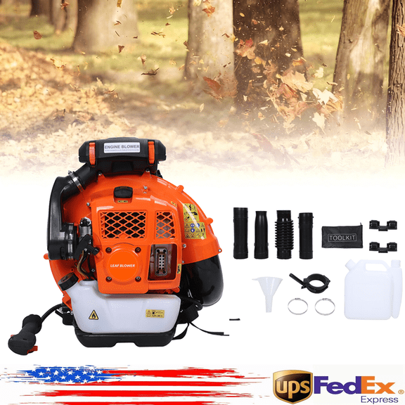 Floseru 80CC Backpack Gas Powered Leaf Blower, Commercial 900 CFM 4.8 HP 2 Cycle Powerful Lightweight Gasoline Grass Lawn Blower with Harness Air-Cooled & Fuel Tank for Yard Lawn Care, Snow Removal