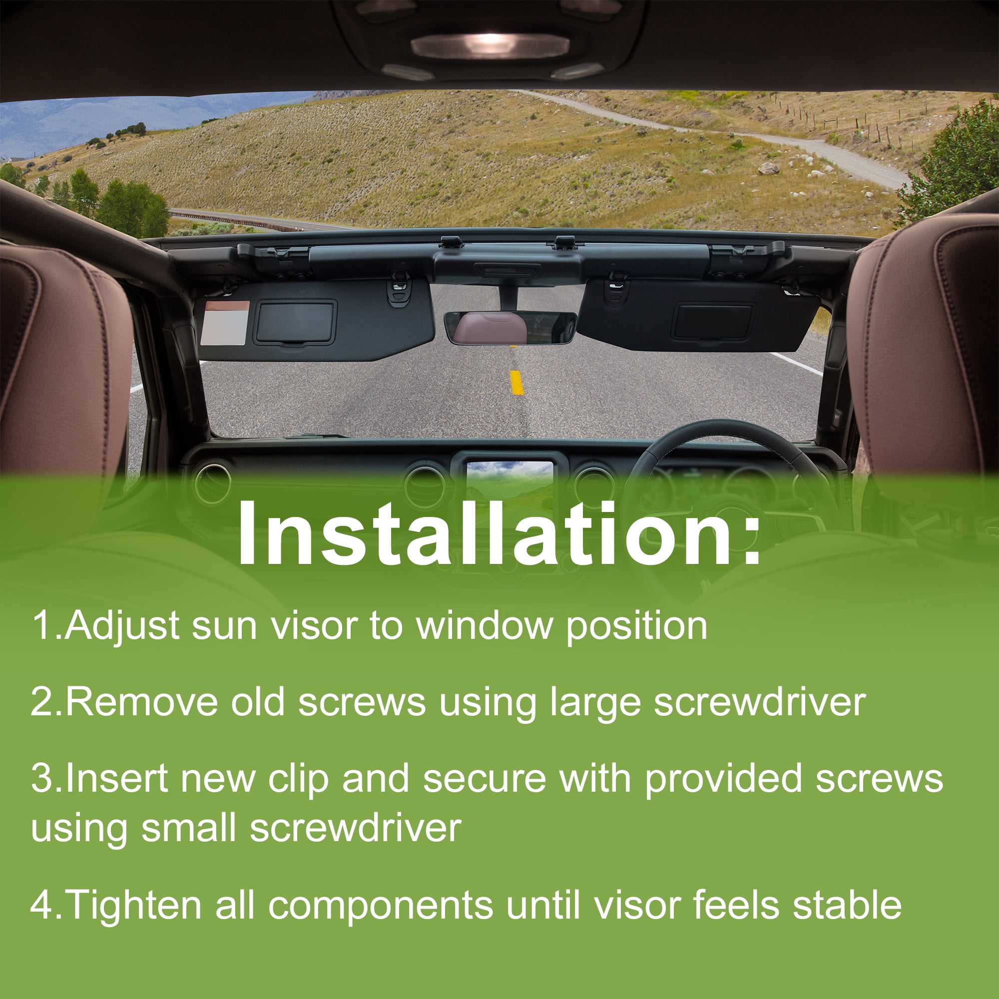 Unique Bargains 1 Set Sun Visor Repair Kit for Jeep Wrangler Jk 2007-2017 Metal Black Sun Visor Clip Replacement Fix