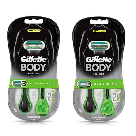 Gillette Body Men's Disposable Razors, 2 Count (Pack of 2)