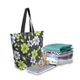 thumbnail image 2 of FORMRS Womens Canvas Tote Bag with Zipper Inner Pocket Shoulder Handbag, White Flower Pattern, 2 of 7