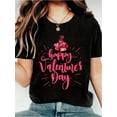 thumbnail image 1 of Happy Valentine's Day T-Shirt, Women's Casual Short Sleeve Top For Spring & Summer, Women Graphic T Camisetas para mujer, lindas camisetas con estampado gráfico, de manga corta, estilo casual, para ve, 1 of 7
