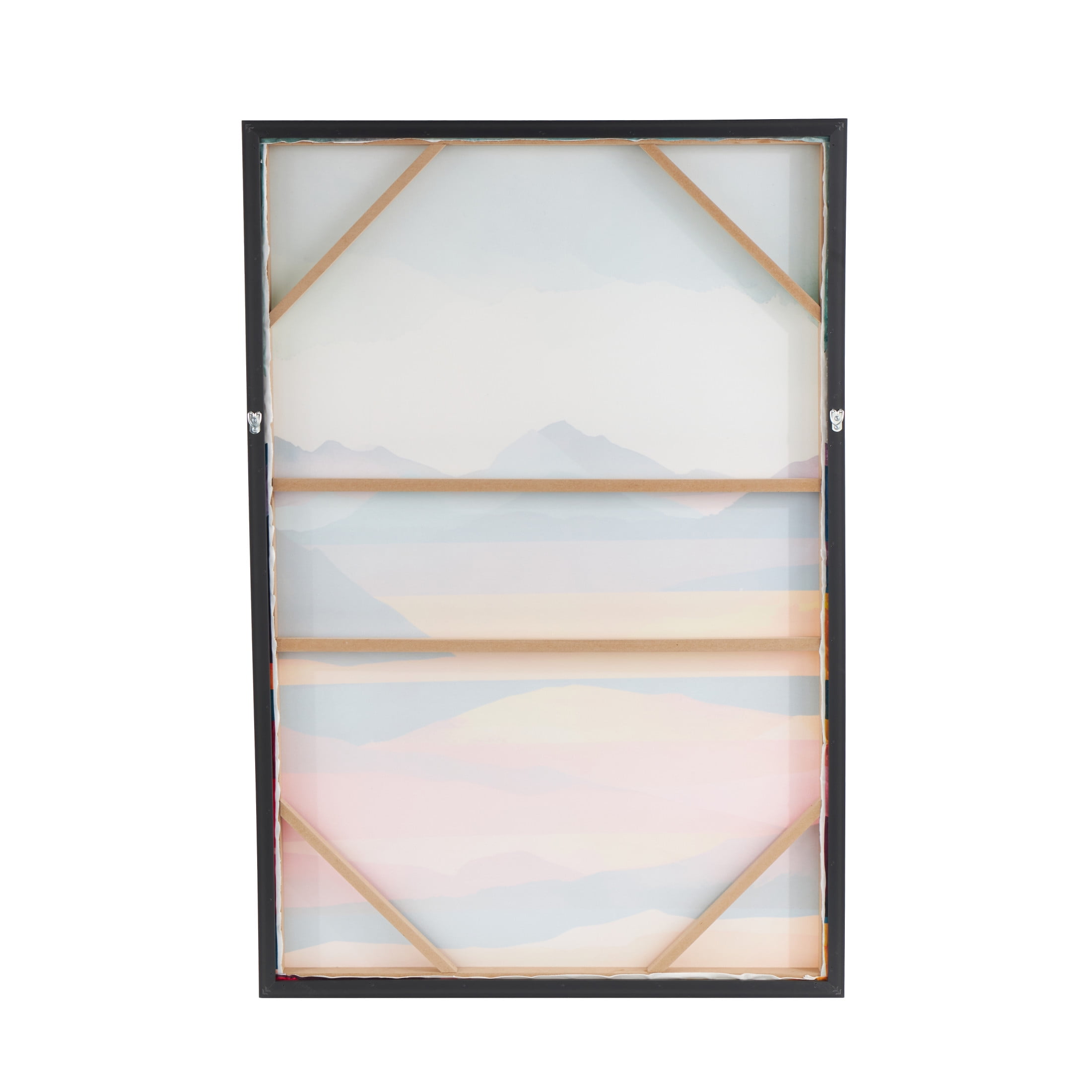 33" x 48" Mountains and Lake View Abstract Framed Wall Art with Black Frame, by DecMode
