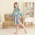 thumbnail image 4 of FORMRS Niños Bathrobe Unisex Hooded Robe Soft Plush Pajamas Sleepwear, Size 10-12T, Blue Seaside, 4 of 7