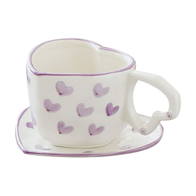 Noehoiugi Ceramic Coffee Mug, Cute Creative Heart Handle Mug Design For Office And Home, Dishwasher And Microwave Safe, For Latte Tea Milk
