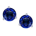 thumbnail image 2 of Star K� Round 7mm Created Sapphire Three 3 prong Martini push back Stud earrings, 2 of 9