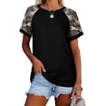 thumbnail image 3 of XCHQRTI Women Camouflage Splicing Tshirt Casual Loose Short Sleeves Tee Tops, 3 of 4