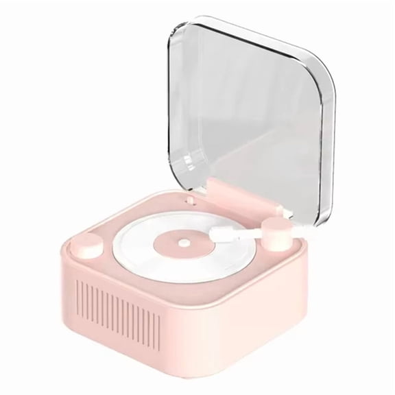 Vintage Turntable Wireless Bluetooth Speaker Long Battery Life Mini Creativity Decorative Sound Box Pink
