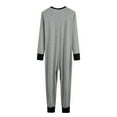 thumbnail image 4 of ZTTD Men's Casual Stripe Button Rib Sleeve Onesie Paste Jumpsuit Pajamas Homewear, 4 of 9