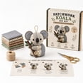 thumbnail image 2 of DIY Patchwork Elephant Set for Adults, Complete Craft Kit with Fabric Stuffing Tools and Guide, Adorable Sewing Project for Birthday Holiday Gift, 2 of 6