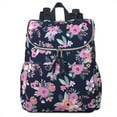 thumbnail image 2 of Baby Essentials 2 Piece Baby Diaper Backpack with Stroller Straps and Matching Changing Pad in Navy Blue & Baby Pink Floral, 2 of 6