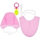 thumbnail image 1 of Set de 3 piezas para adultos: chupete, babero y gorro de bebé, accesorios divertidos para fiestas infantiles (rosa), 1 of 7