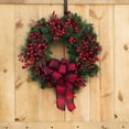 thumbnail image 5 of Hwkond Christmas Wreath for Front Door Mixed Red Berries A Christmas Wreath With A Red Checkered Bow At The Front Door, 5 of 6