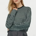 thumbnail image 3 of Horkkom Striped Shirt Women Casual Crewneck Long Sleeve Shirts Loose Comfy Blouses M, 3 of 6