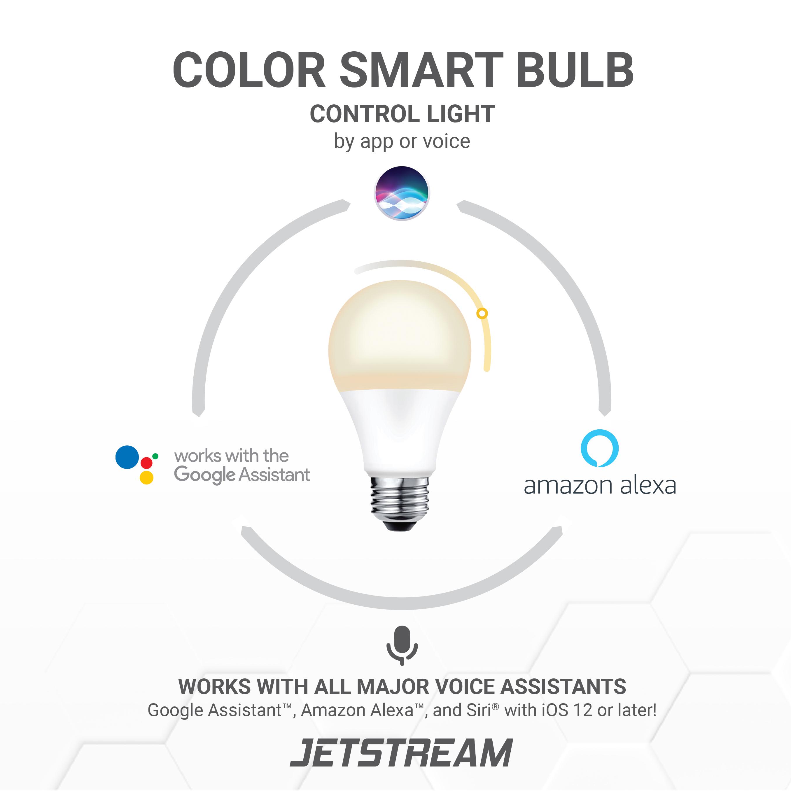 Jetstream Smart Home Bulb Kit: 2 Pack White Smart Bulb + 2 Pack Color Smart Bulb (Works with Google Assistant and Alexa) - image 4 of 10