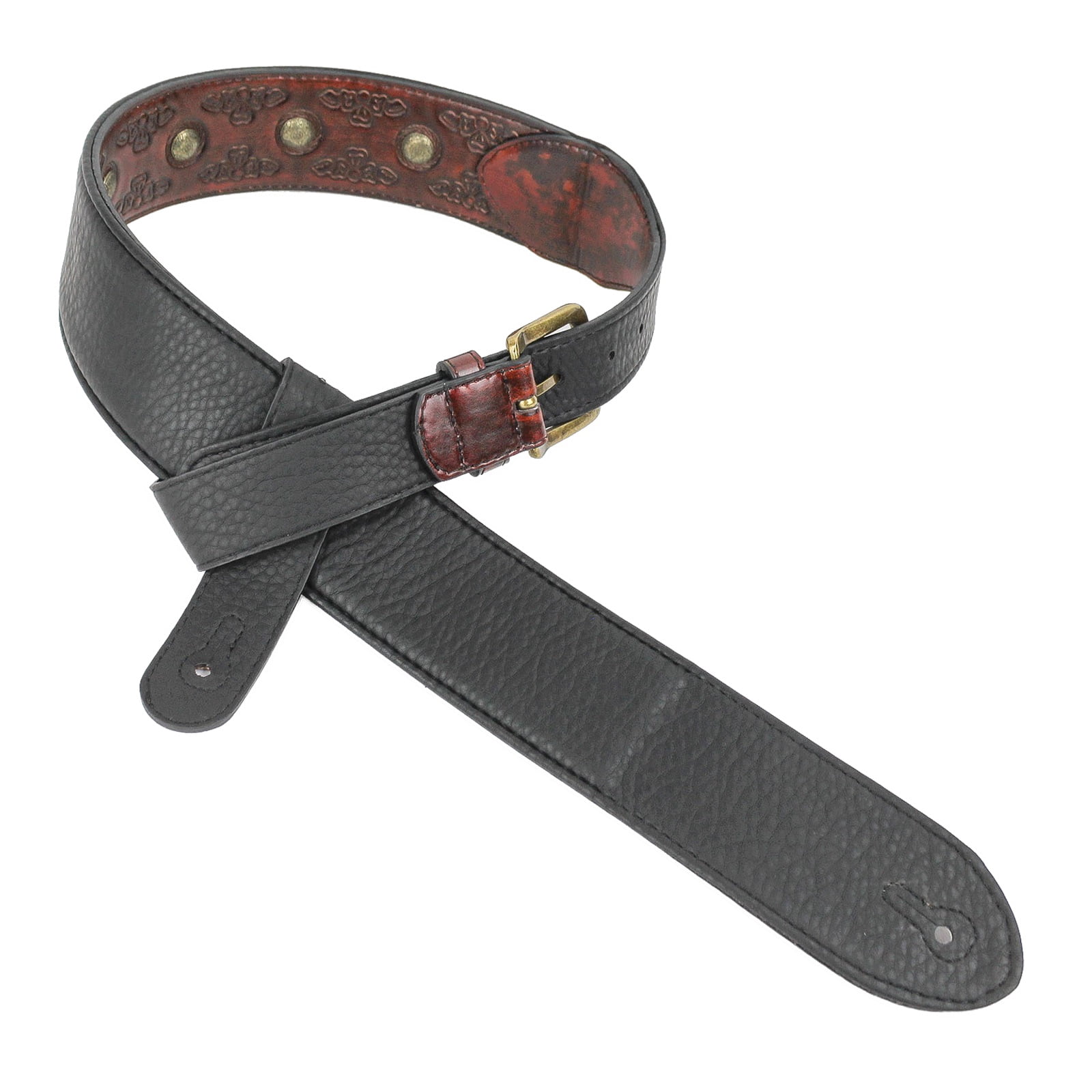 Walker & Williams Antique Cherry Padded Leather Guitar Strap with Brass Coin Studs Walker & Williams GE-202