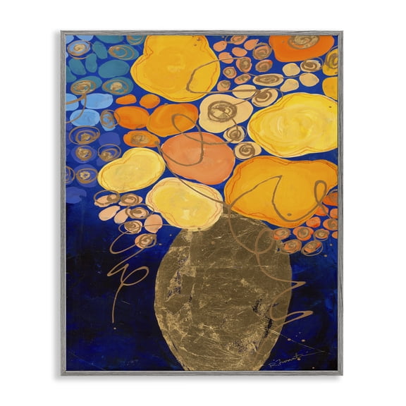 Stupell Industries Contemporary Bunches of Happy Yellow Gray Framed Giclee Art, 11 x 14, by Ruth Fromstein