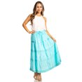 thumbnail image 5 of Sakkas Solid Embroidered Gypsy / Bohemian Mid Length Cotton Skirt - Turquoise - One Size, 5 of 5