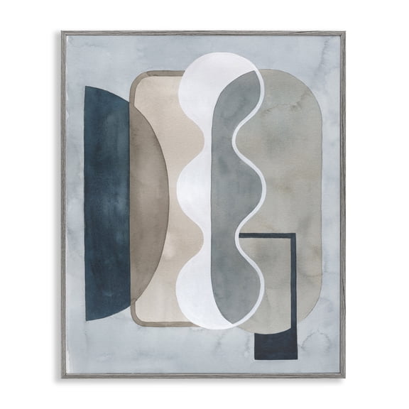 Stupell Industries Wavy Opaque Shapes Abstract Painting Gray Framed Art Print Wall Art, 11 x 14