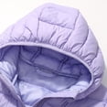 thumbnail image 4 of Spazoro Girls Hooded Puffer Jacket, Long Sleeve Regular Fit Solid Color Packable Full Zip Warm Winter Outerwear Coat for Kids Purple Size 3-4 T, 4 of 6
