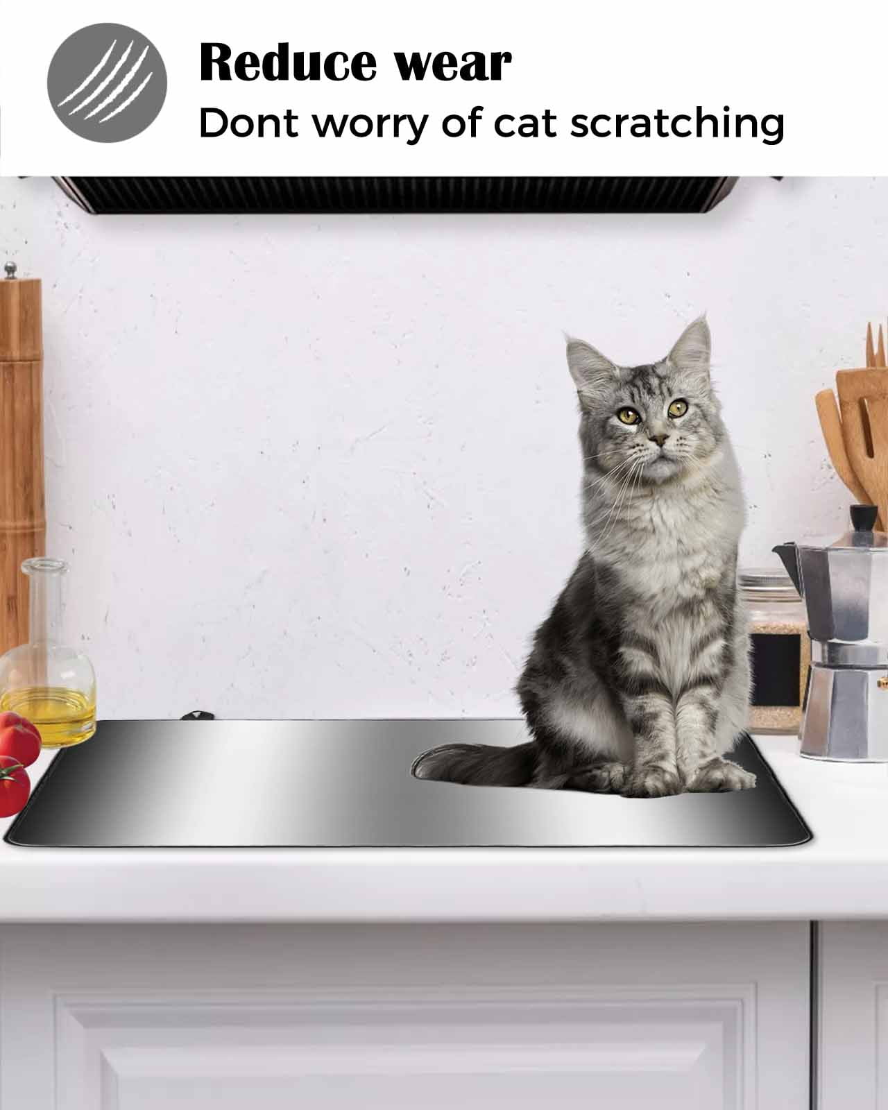 nqOlkjepod Large Induction Cooktop Protector Mat 36"x21", Ombre Black White Stove Top Covers for Electric Stove, Simple Abstract Striped Farmhouse Stove Burner Cover Mats, Glass Top Stove Cover