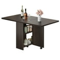 thumbnail image 1 of Space-Saving Folding Dining Table with Drop Leaf and 2 Storage Racks-Perfect for Small Spaces and Versatile Collapsible Dinner Kitchen Office Desk or Extendable Dinning Room Furniture, 1 of 9