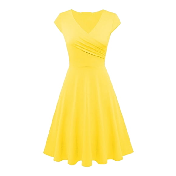 GZWYHT Summer Dresses,Dresses for Women 2025 Basic Outdoor Home Short Sleeve Slim T Shirt Dress Tee Dress Swing Dress Plain Ruched Mini Dress Midi Dresses,Casual Dresses,Gold Dress,Tshirt Dress M