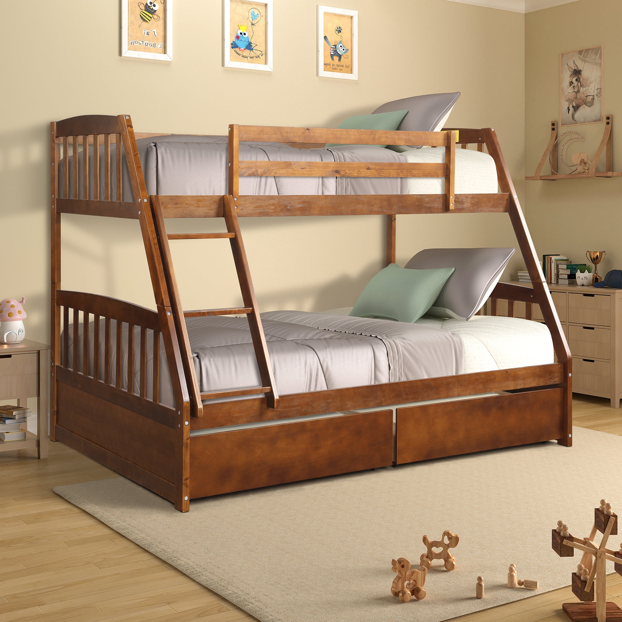 Twin over Full Bunk Beds Kids Boys Girls Bedroom Furniture w/ Ladder Loft Metal 