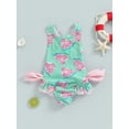 thumbnail image 2 of Suealasg Toddler Girl Summer One Piece Swimsuit Sleeveless Watermelon/Floral Print Swimwear 1T 2T 3T 4T 5T 6T Kids Little Girls Bathing Suit Beachwear, 2 of 7