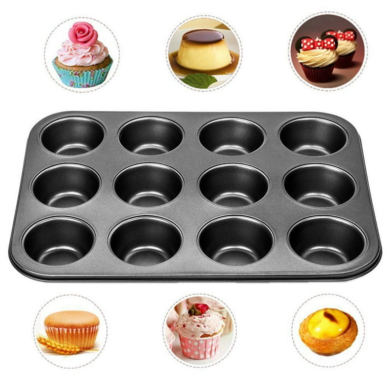 Carbon Steel Cupcake Mini Muffin Pan Tin 12 Cups Nonstick Baking