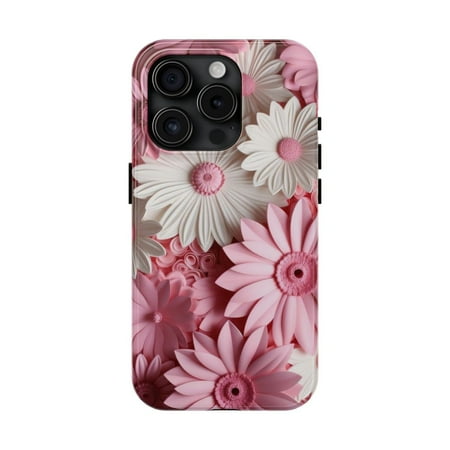 iPhone Tough Case - Flowers Floral Popping 3D Soft Pink Blooming Accessory - iPhone 15 Pro