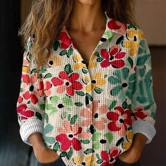 Endives Womens Button Down Shirts Long Sleeve Blouse Workout Wear Fashion Shirts Womens Top Spring Outfit