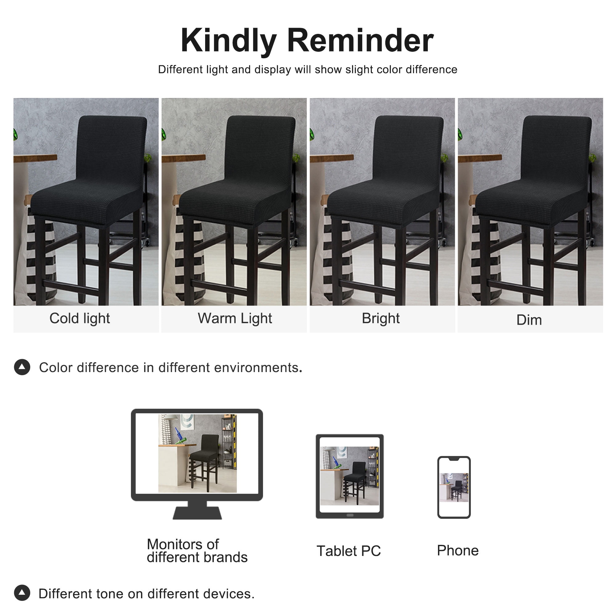 Unique Bargains Polyester Stretch Bar Stool Covers Elastic Band Mid Back Chair Slipcover Black 1 Pc