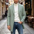 thumbnail image 2 of Yertdoel Pea Coats for Men Solid Lapel Wool Blend Trench Coat Button Front Mid Length Fashion Warm Outerwear with Pockets, M-3XL, 2 of 8